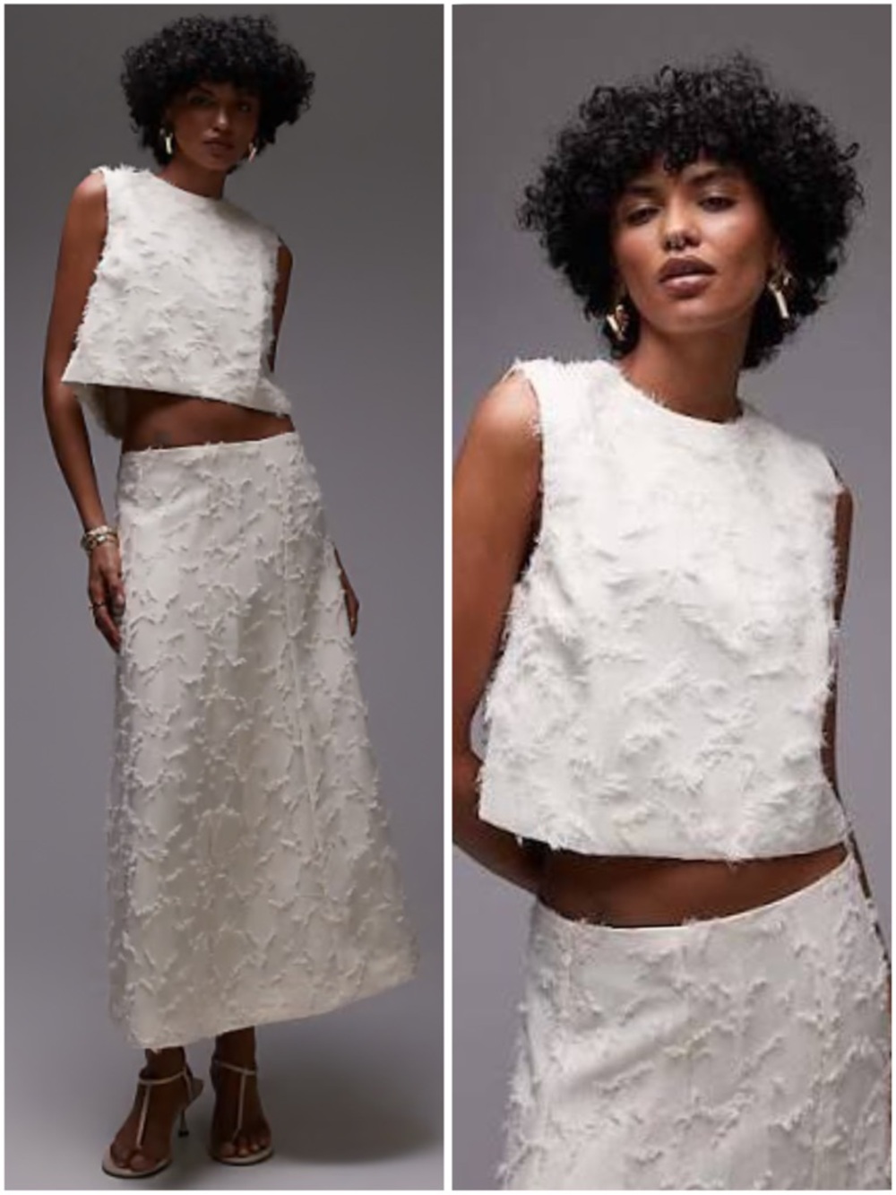 Mango Textured Co-Ord Set Top Skirt New